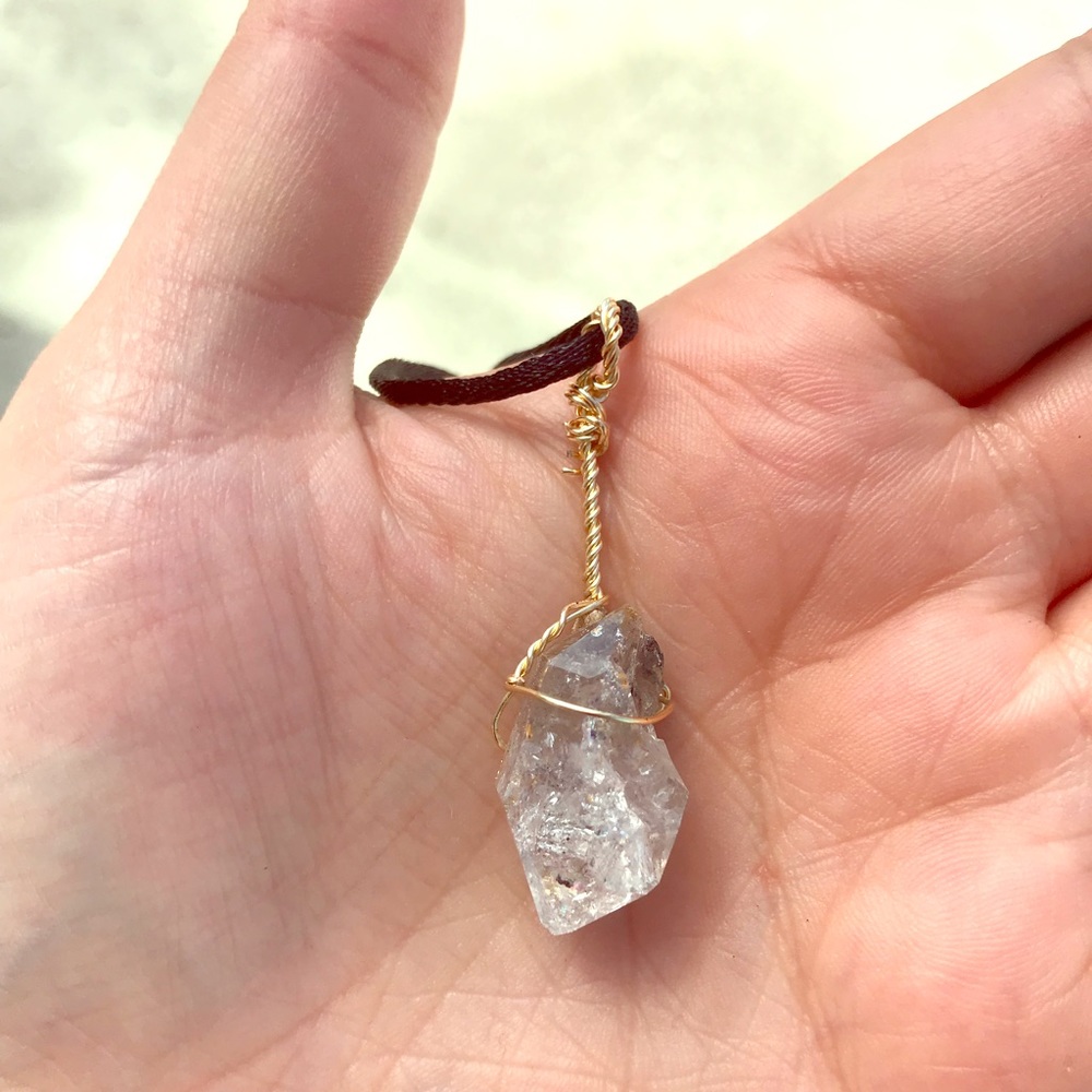 Homemade herkimer diamond necklace